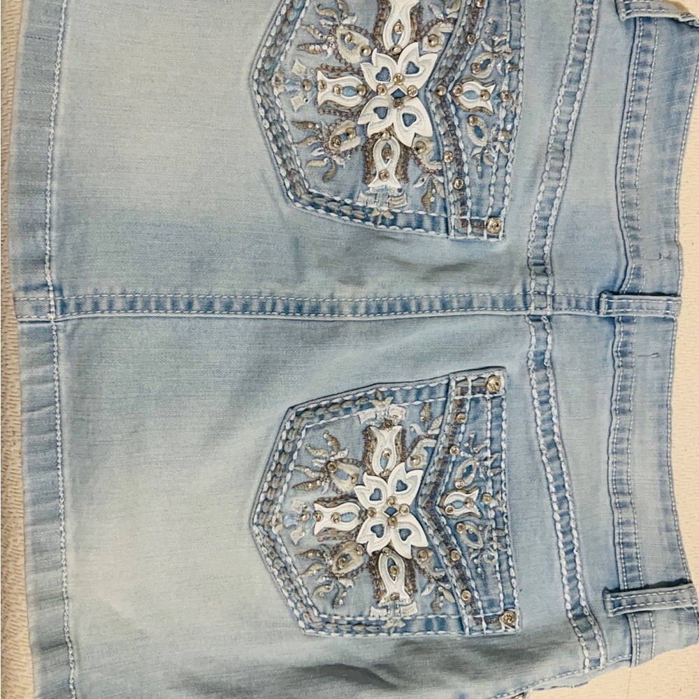 Light Blue Embellished Women's Skirt
